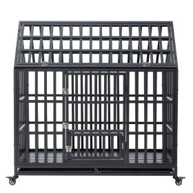 Heavy Duty Dog Cage pet Crate with Roof & window on roof