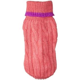 Fashion Pet Cable Knit Dog Sweater Pink (Option: Small)