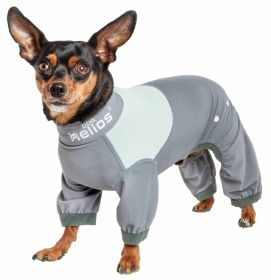 Dog Helios 'Tail Runner' Lightweight 4-Way-Stretch Breathable Full Bodied Performance Dog Track Suit (Color: grey, size: X-Small)