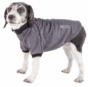 Pet Life Active 'Fur-Flexed' Relax-Stretch Wick-Proof Performance Dog Polo T-Shirt (Color: grey, size: medium)