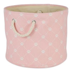 Multipurpose Pet Storage Bin Round Large with Printing (Color: Pink, size: 15x18x18 inch)