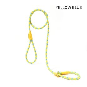 Dog Rope Pet Pulling Rope Puppy Strap Traction Rope Heavy Duty Belt Large Dog Leash Dog Collar Strap Dog Training Pet Harness Hands-Free Leash For Sma (Color: Yellow Blue, size: 1.5x1)