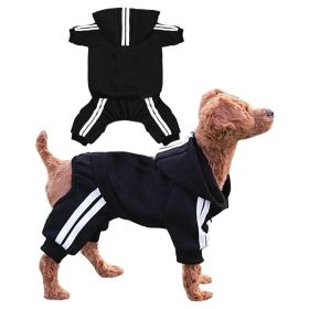 Casual Pet Dog Striped Hoodie Sweatpants Suits (Type: BlackL)