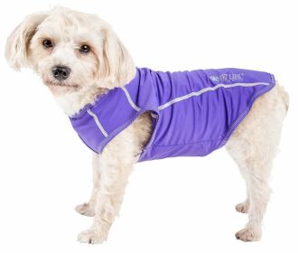 Pet Life Active 'Racerbark' 4-Way Stretch Performance Active Dog Tank Top T-Shirt (Color: Purple, size: small)